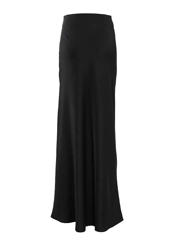 Long satin skirt