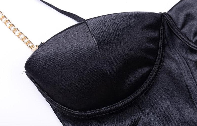 Débardeur noir satiné Vintage