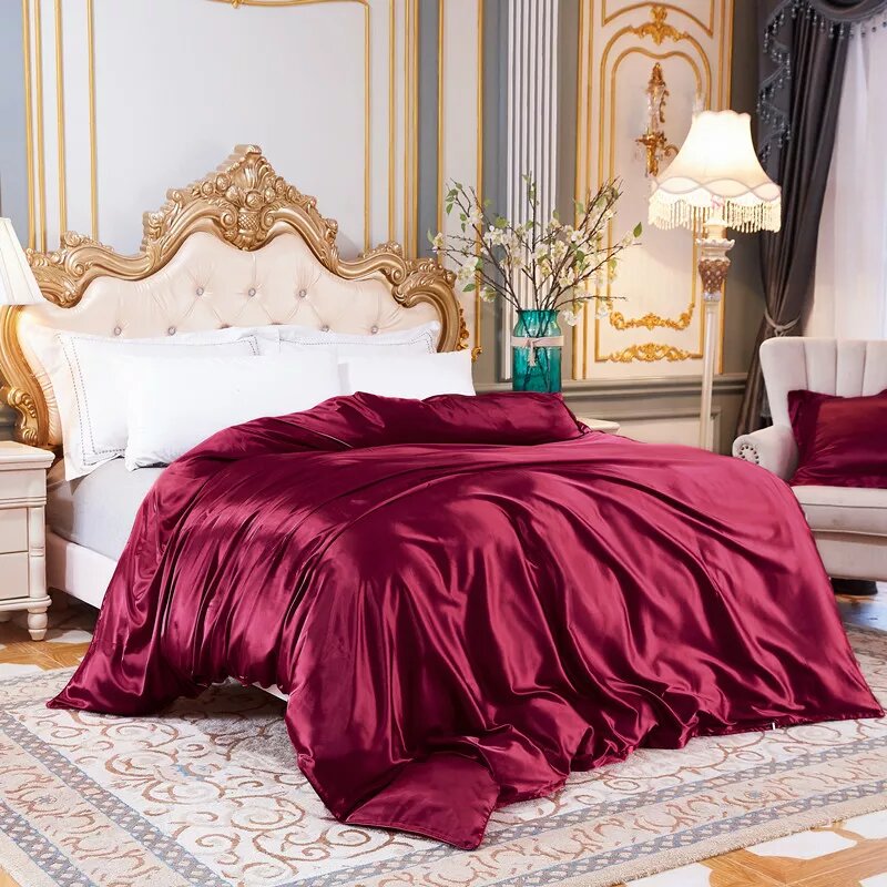 housse de couette satin bordeau