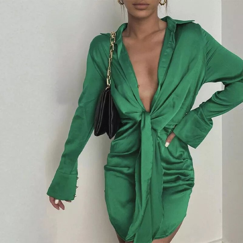 robe satin anna vert intense