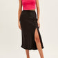 Satin slit skirt