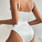 White satin draped collar bodysuit