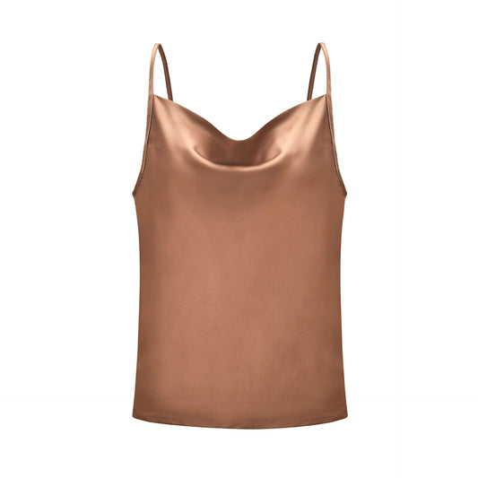 Brown satin tank top