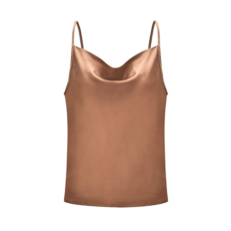 Brown satin tank top