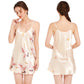 Short satin nightie with bird patterns