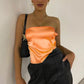 Orange satin tank top