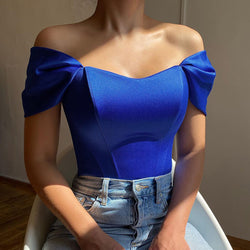 Blue satin bodysuit