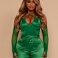 Sexy green satin bodysuit