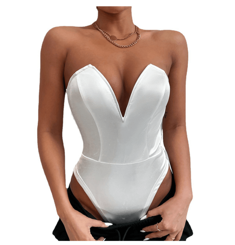 White satin bodysuit