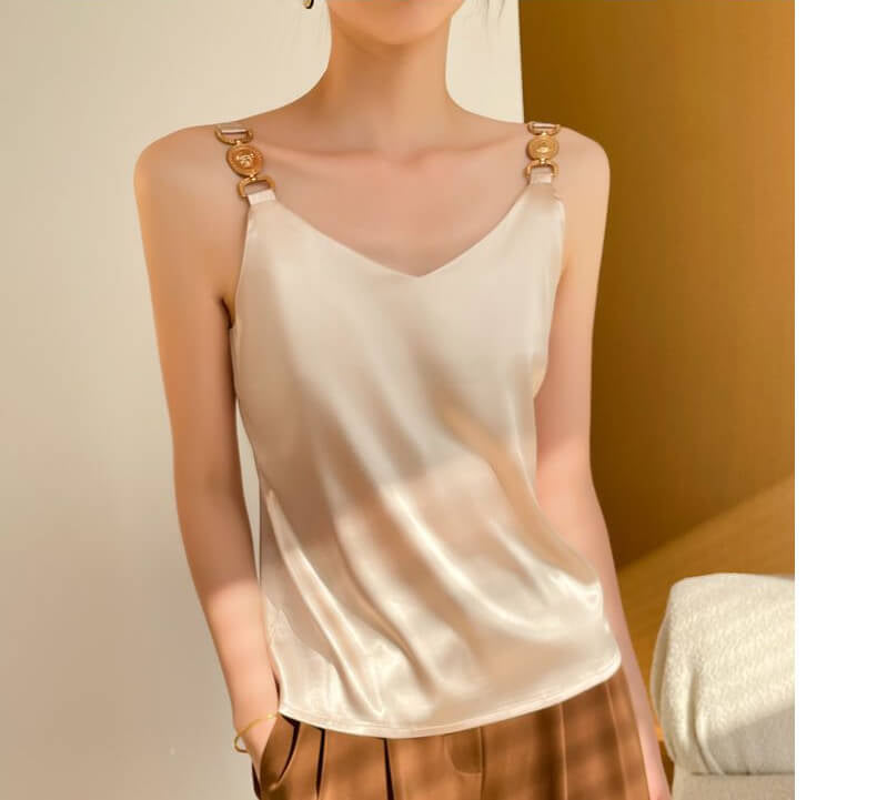 Beige satin camisole