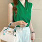 Elegant green satin blouse