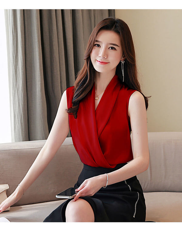 Red satin blouse