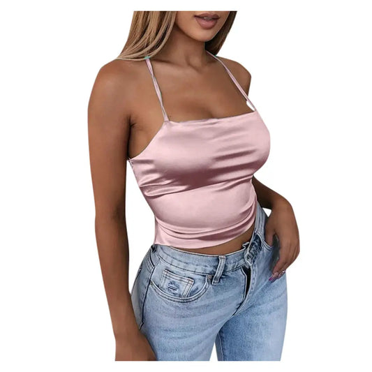 Bare pink satin top