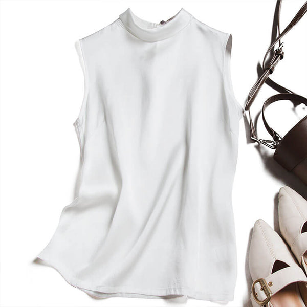 White satin camisole with collar