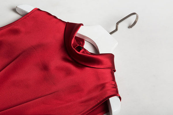 Red satin camisole with collar