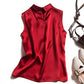 Red satin camisole with collar