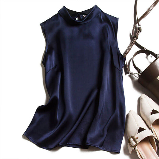 Dark blue satin camisole