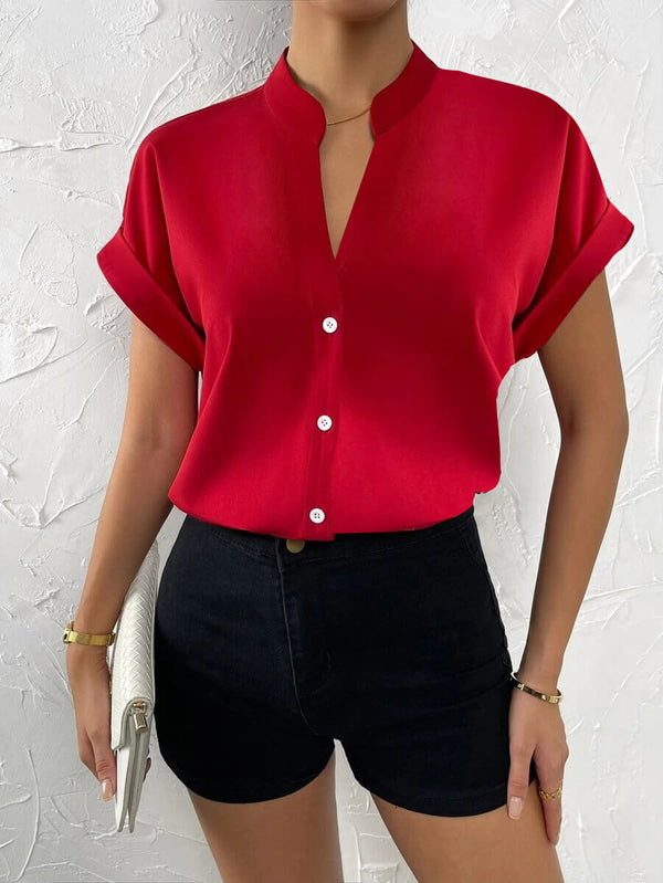 Sexy red satin blouse