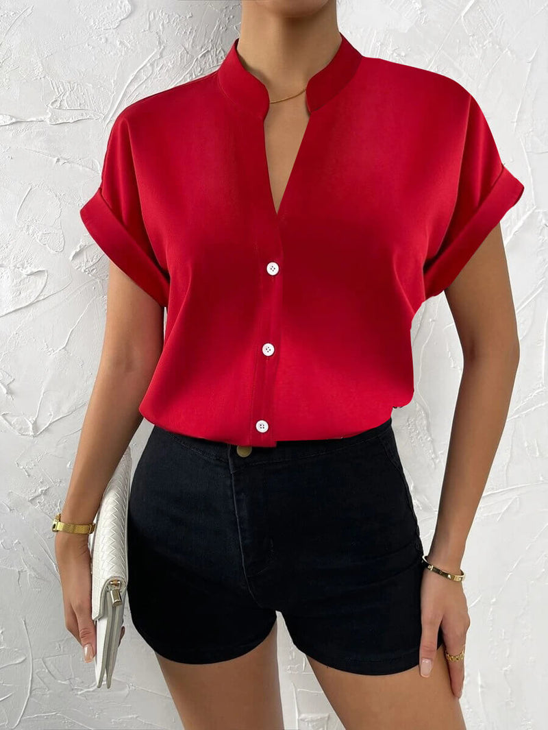 Sexy red satin blouse