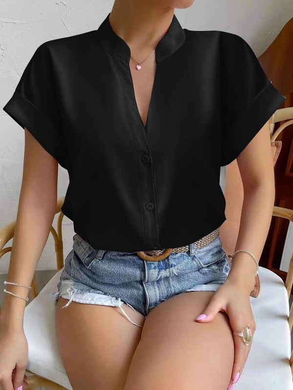 Elegant black satin blouse