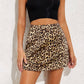 Brown leopard-print satin skirt