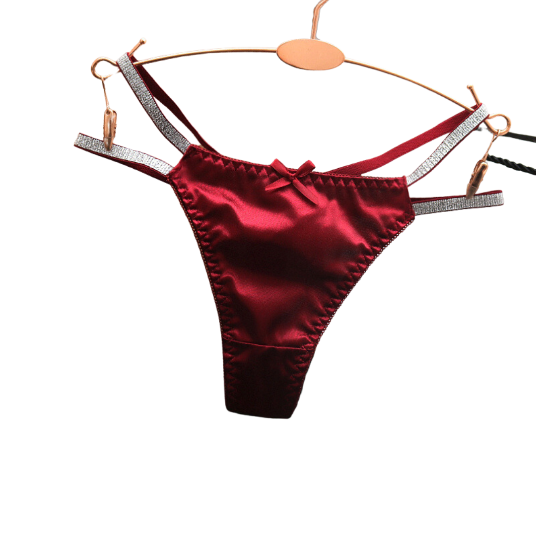 Culotte en satin bretelles à paillette bordeaux