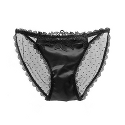 Culotte satin avec dentelle à pois noir