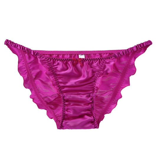 Culotte en satin plissé à noeud fuchsia