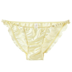 Culotte en satin plissé à noeud jaune