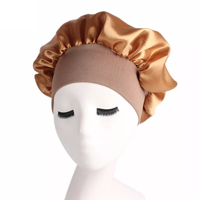 Bonnet satin pour cheveux medium bronze