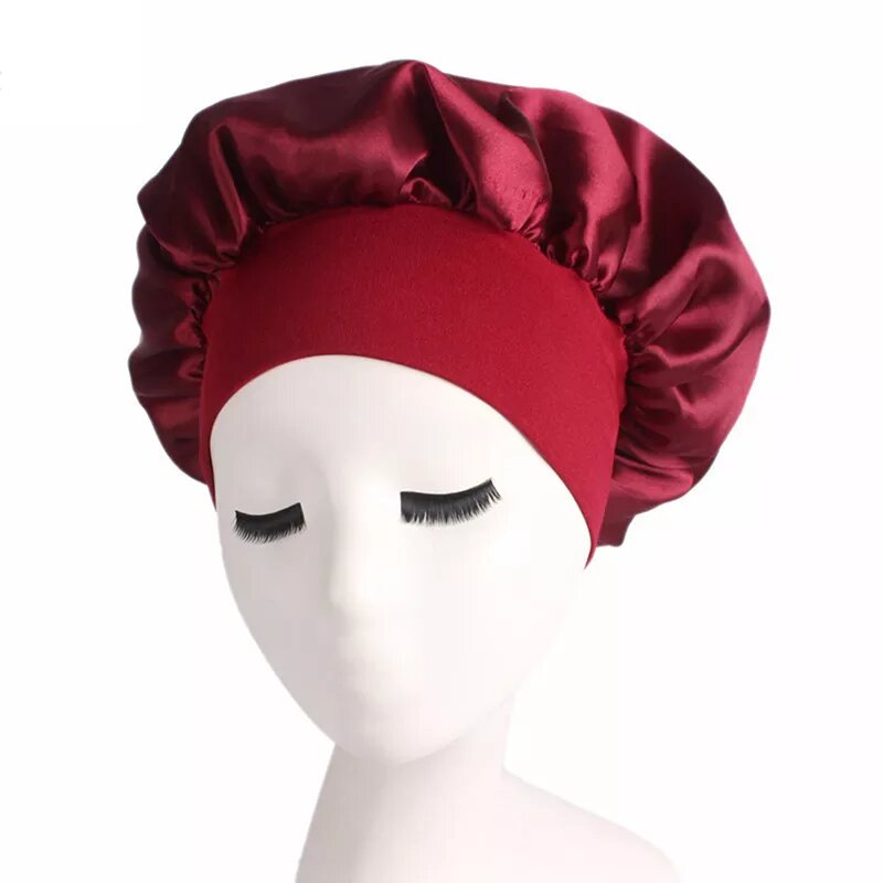 Bonnet satin pour cheveux medium rouge