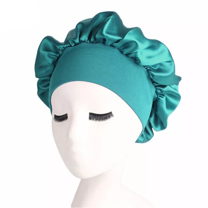 Bonnet satin pour cheveux medium vert