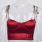Débardeur rouge en satin Vintage