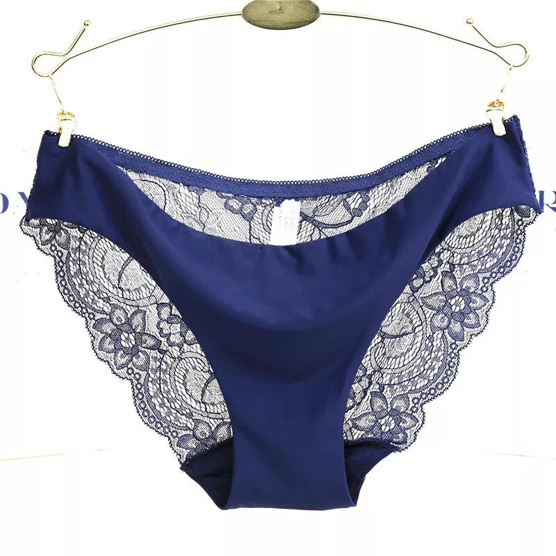 Culotte en satin et dentelle Sophie bleu marine