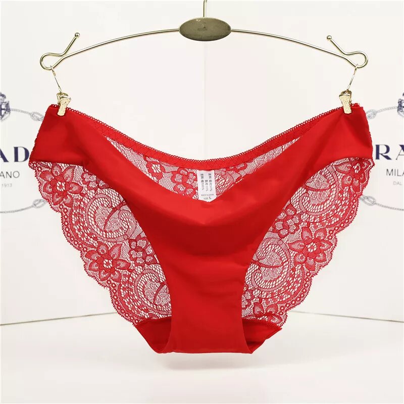 Culotte en satin et dentelle Sophie rouge