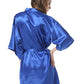 Kimono bleu satiné pour femme