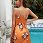 Nuisette satiné orange à fleurs