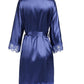 Peignoir bleu marine en satin Lita
