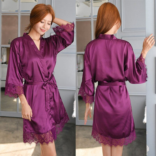 Peignoir en satin Lita violet