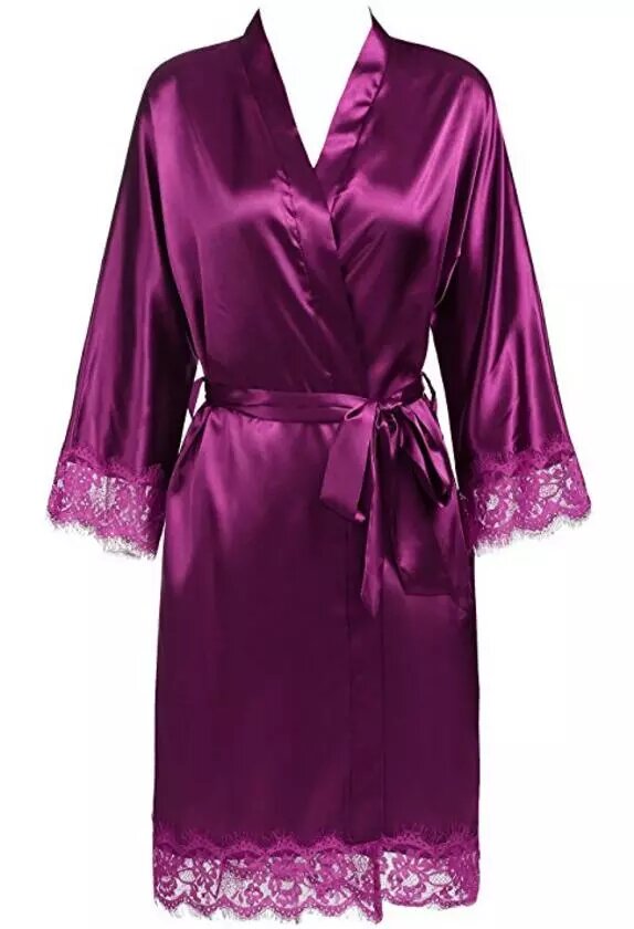 Peignoir Lita en satin violet