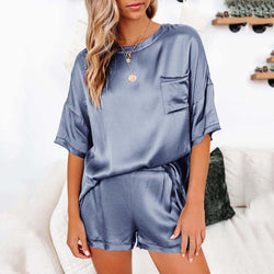 Pyjama satin gris clair Nia