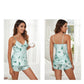 Pyjama satiné bleu marguerite