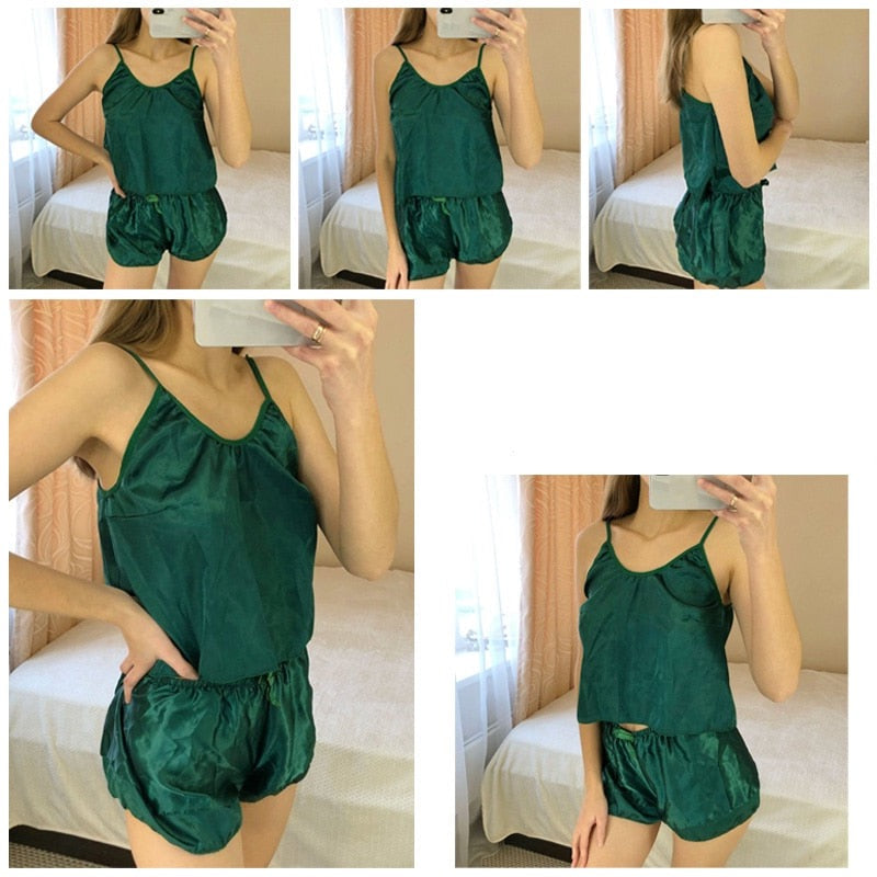 Pyjama satin vert Maya