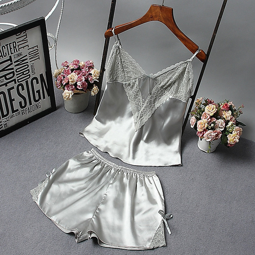 Pyjama satin gris Vita