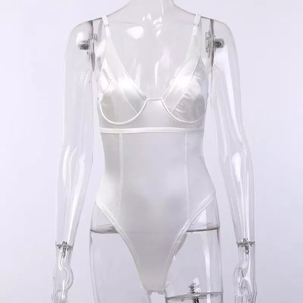White satin corset bodysuit