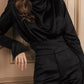 body satin plissé a epaulettes noir 