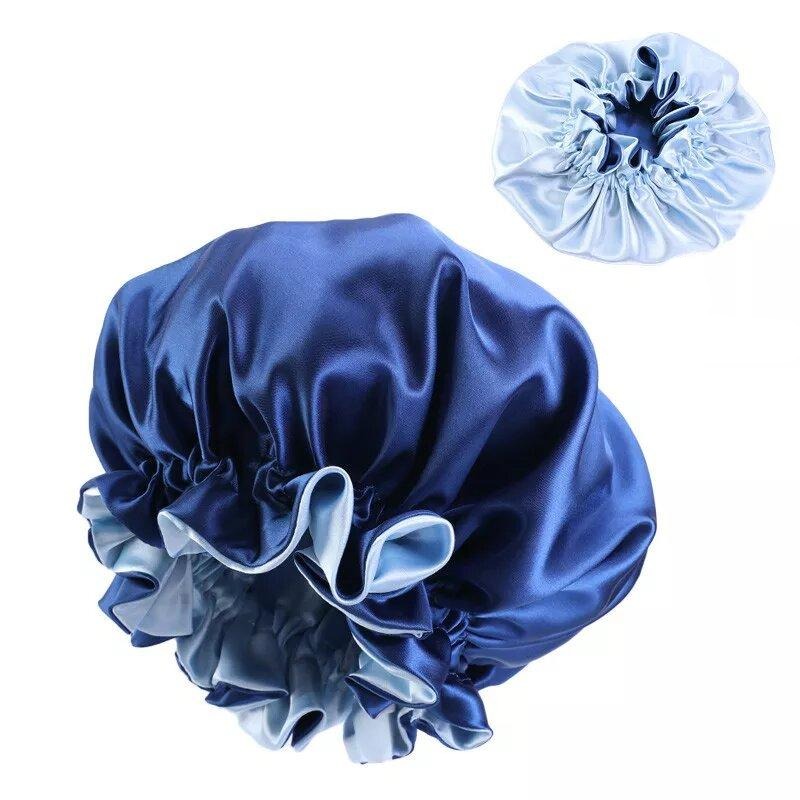 bonnet satin sans elastique bleu foncé