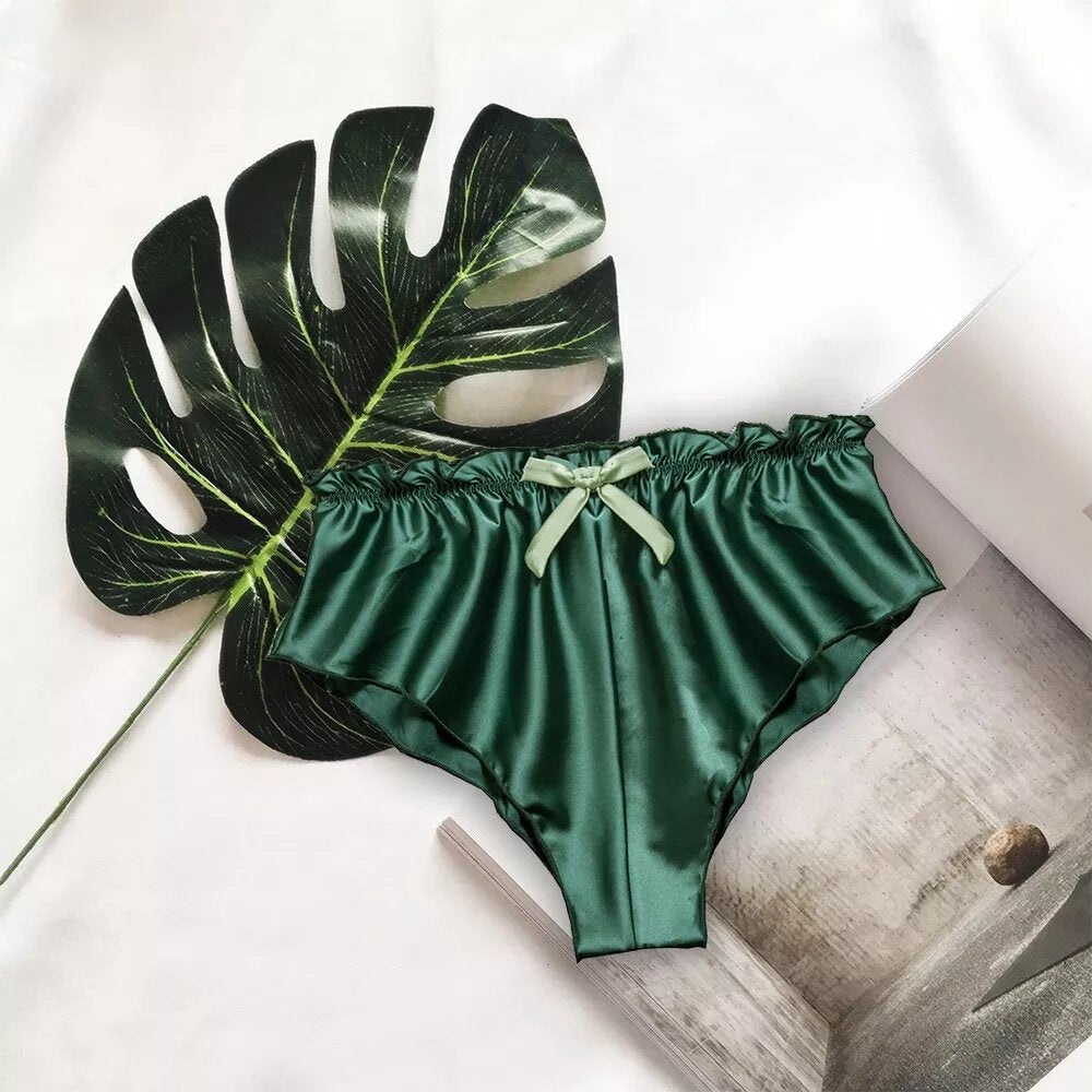 culotte en satin Camille plissée vert