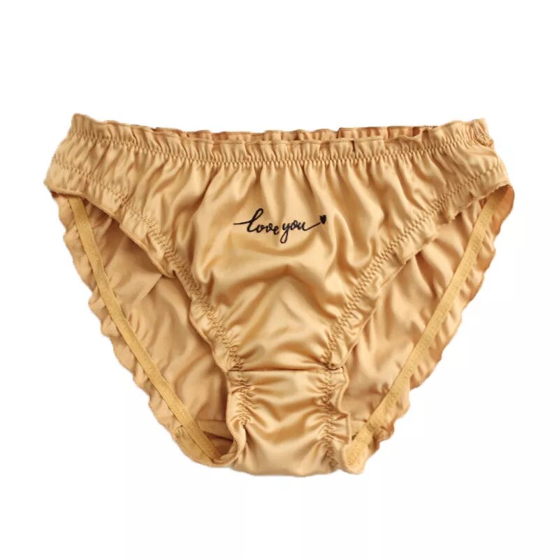 culotte en satin love you jaune