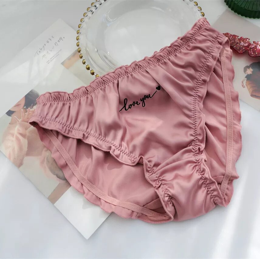 culotte en satin love you rose